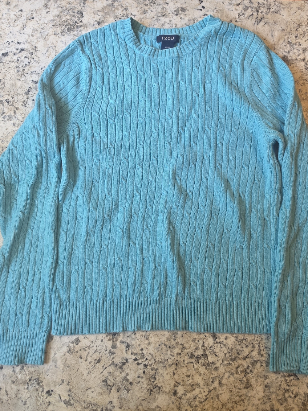 IZOD 100% Cotton Cable Knit Crewneck Womens